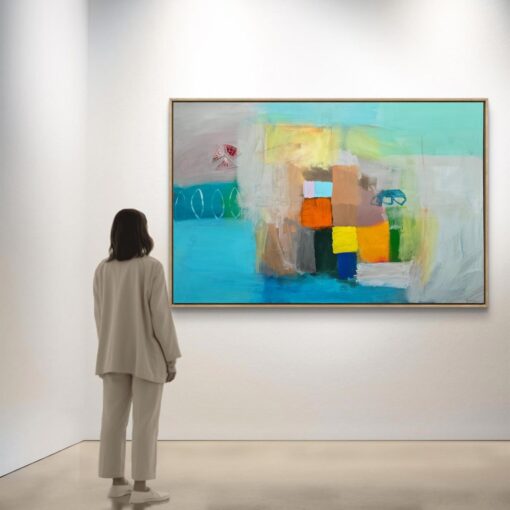 Velika slika 100x150 cm, suvremena apstraktna kompozicija iz ciklusa Refleksija nevidljivog, autor Ranko Ajdinović